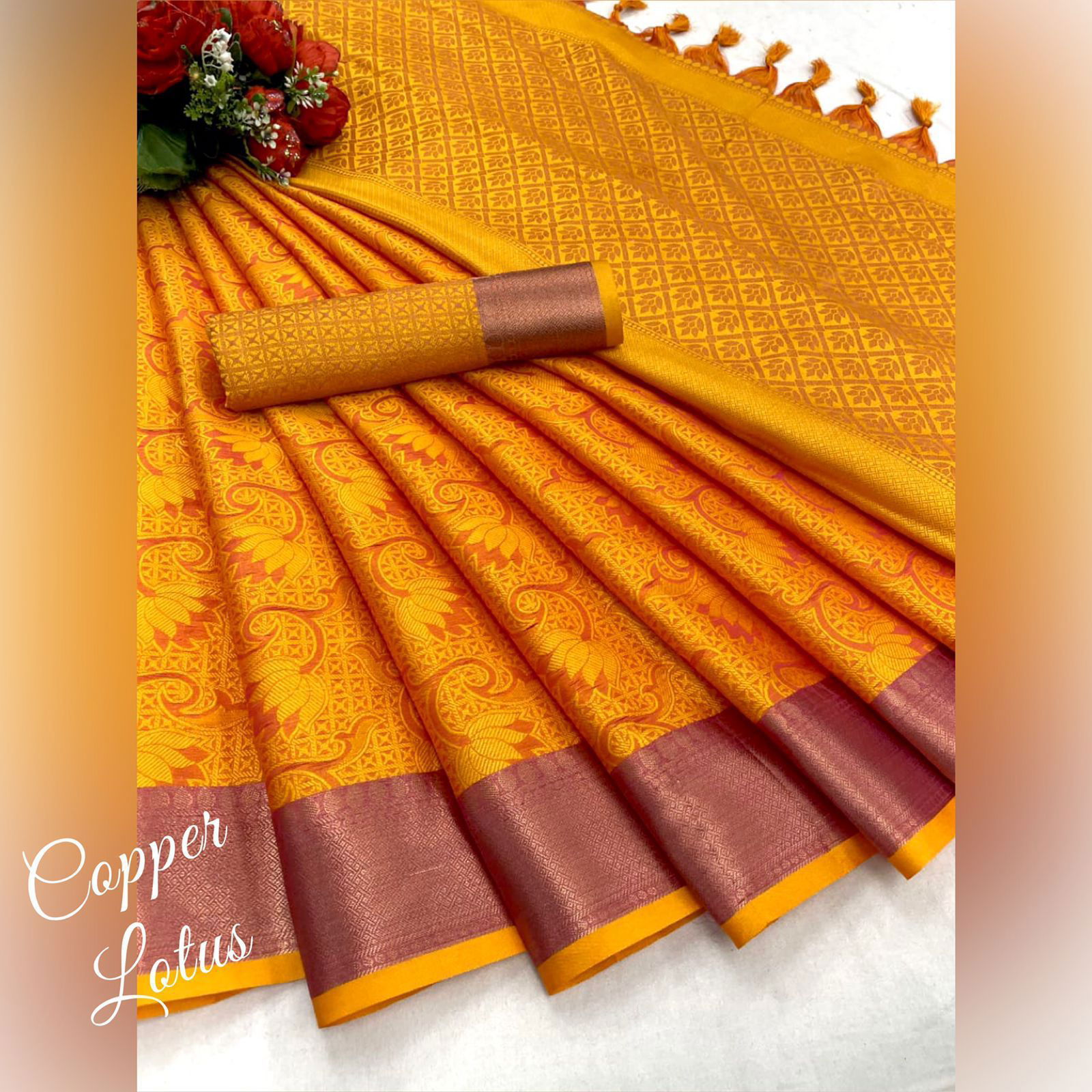 Aab Lotus Copper Mercerised Copper Silk Wholesale Designer Sarees